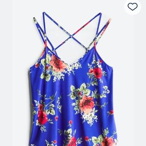 Floral Blue Strappy Top
